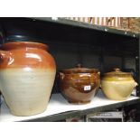 3 large stoneware pots