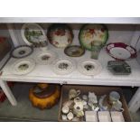 A collection of pottery and china including Leeds creamware floral plates,