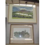 A pair of prints of countryside and waterside
