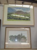 A pair of prints of countryside and waterside