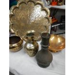 A mixed lot of old brass ware.