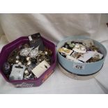 2 tins of costume jewellery