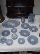 A selection of blue Wedgwood jasperware