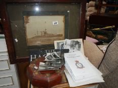 A mixed lot of aircraft related ephemera etc., and a picture of a battle ship.