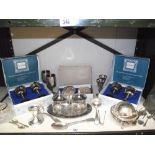 A quantity of silver plate items including boxed cavalier goblets etc.