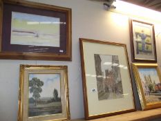 5 assorted original pictures including watercolours featuring York Minster from Low Petergate