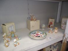 A collection of Enesco cherished teddy figures and plate (4 boxed,