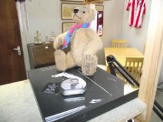 A Danbury Mint Cliff Richard Gund bear and a Cliff Richard purse