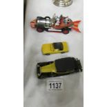 A Corgi model Chitty Chitty Bang Bang with figures and 2 Match box cars.