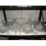 A large selection of moulded glassware including fruit bowls etc.