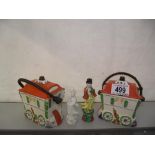 2 Japanese gypsy caravans marmalade pots and 2 figures