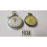 A Presta 'Super' stop watch and a silver pocket watch.