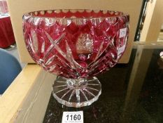 A superb quality cranberry cut glass fruit bowl.