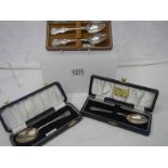 A cased set of 6 Georgian silver spoons and 2 single cased spoons.