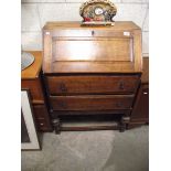 A 1930's oak bureau (collect only).