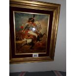 A rare framed print on copper of Lord Cardigan at the Charge of the Light Brigade.