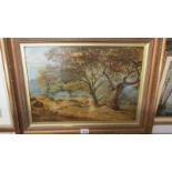 A good Victorian oil on canvas in gilt frame 'Deer in Woodland', signed but underneath frame,