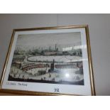 A framed and glazed print by Lowry entitled 'The Pond'.