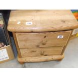 A solid pine 2 drawer bedside chest (collect only).
