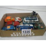 Nine 1960/70's playworn Corgi toys including Mini, Heinkel etc.