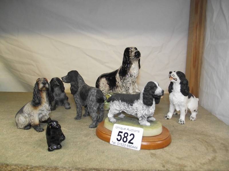 A selection of cocker spaniel dog ornaments.