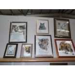 7 framed and glazed embroideries including USA native Indian designs.