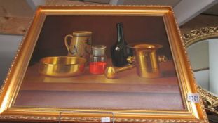 A gilt framed still life study on board signed Gambur.