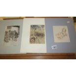 A Mabel Lucie Attwell print and 2 Arthur Rackman prints, all unframed.