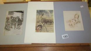 A Mabel Lucie Attwell print and 2 Arthur Rackman prints, all unframed.