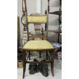 An Edwardian mahogany inlaid bedroom chair.