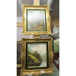 A pair of gilt framed oil on canvas studies of Scottish Lochs signed A G Kurtis MA,