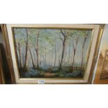 An oil on board painting 'Bluebells in Bolney Woods', signed David K Wilson, 1985.