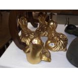 4 gilded plaster ball and claw wall mounts.