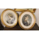 A pair of 19th century oval framed and glazed portraits of ladies.