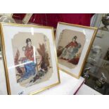 A pair of framed and glazed oriental watercolours signed A Helm 1921. Image 25 x 35 cm.