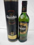 An unopened bottle of Glenfiddock whisky.