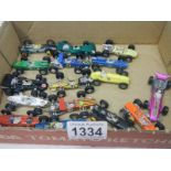 A selection of unboxed die cast racing cars by Lesney, Matchbox and Zylmex (approx. 16).