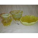 3 pieces of Victorian glass including vaseline (all in good condition).