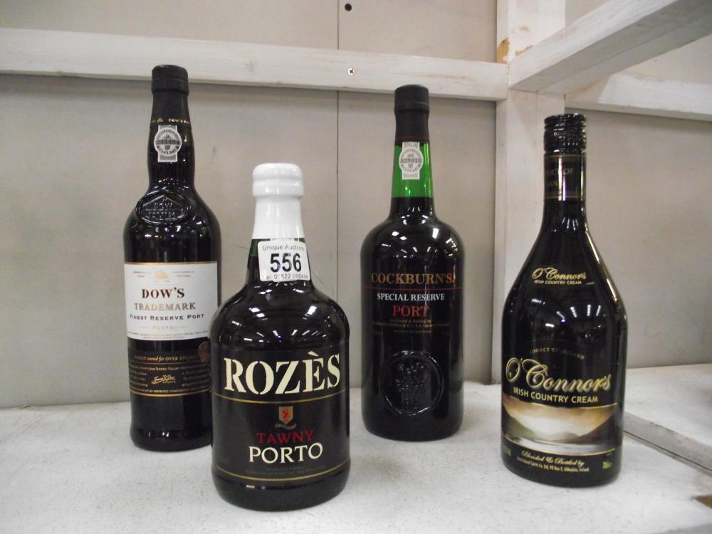 3 bottles of port and a bottle of Irish country cream.