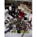 A box of used wristwatches including Swiss Line, Seiko etc.