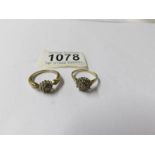 2 9ct gold rings, sizes Q and O.