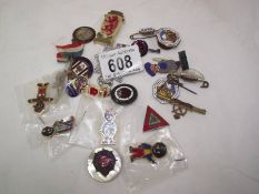 A mixed lot of badges including Robinson's gollies.