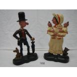 A pair of Victorian painted cast iron door stops of Ally Sloper and Mrs Sloper. Rd No.