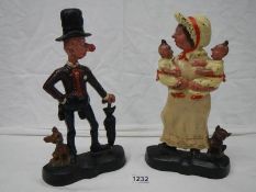 A pair of Victorian painted cast iron door stops of Ally Sloper and Mrs Sloper. Rd No.