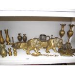 A good lot of brassware including Horse, tigers etc.