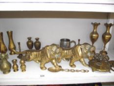 A good lot of brassware including Horse, tigers etc.