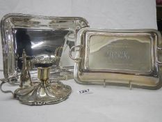 An early 20th century silver plate chamber candlestick and a silver plate tureen.