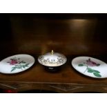 A German porcelain lidded dish and 2 German plates.