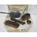 A cased silver rimmed brush & comb set etc.