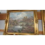 A gilt framed landscape 'Perthshire Lochan' signed Prudence Turner, image 60 x 50 cm.